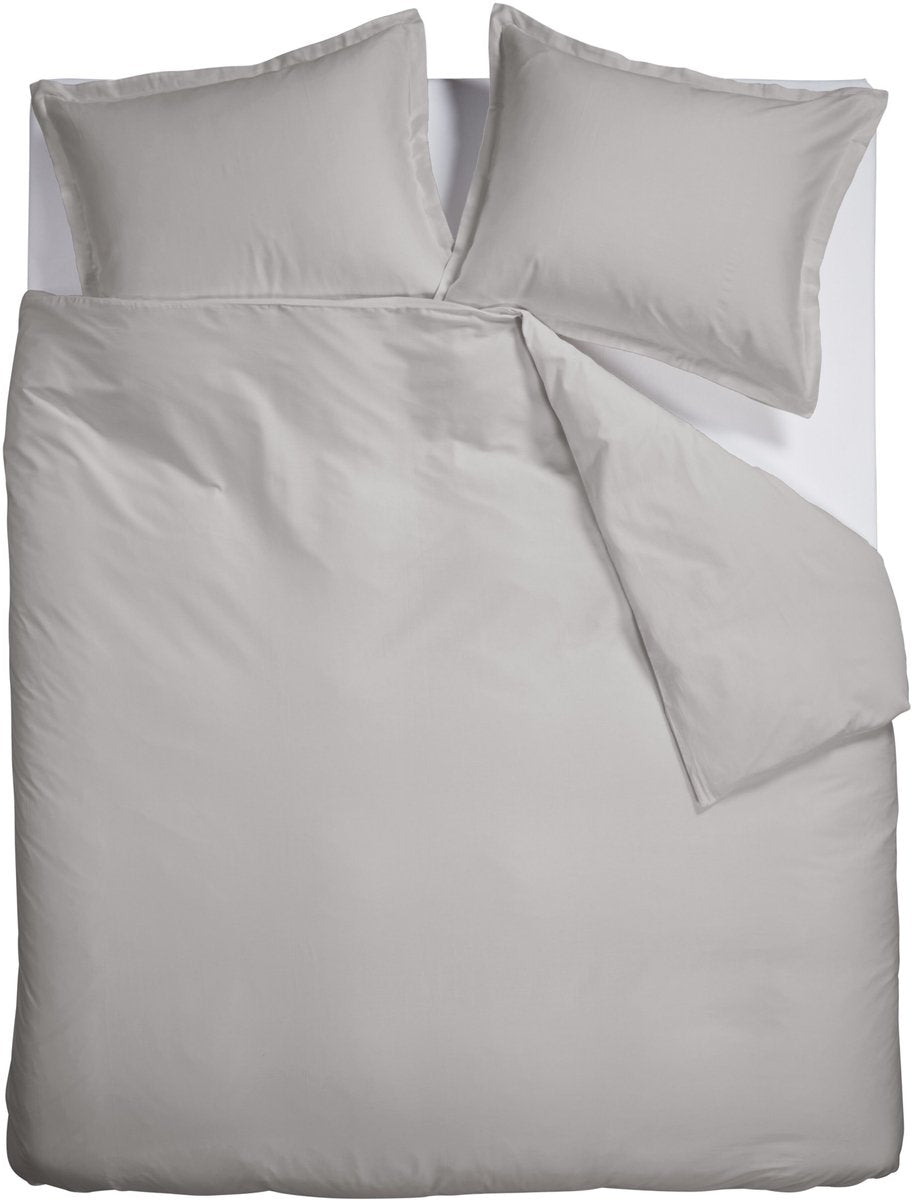 Housse de couette Ambiante satin uni - lits jumeaux - 240 x 200 220 cm - gris