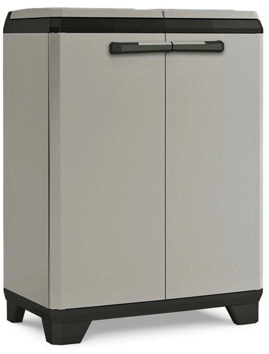 Keter meuble de rangement bas de recyclage planète - 68x39x90cm - gris noir