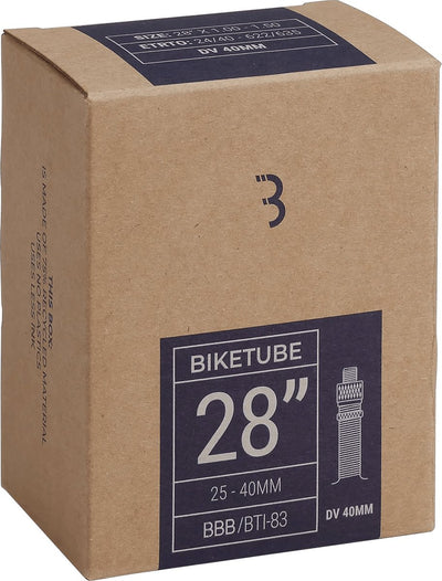 Bbb cycling - chambre à air vélo de ville 28 pouces - valve Dunlop 40 mm - convient à la taille des pneus : 40-635 - pneu de vélo biketube - bti-83