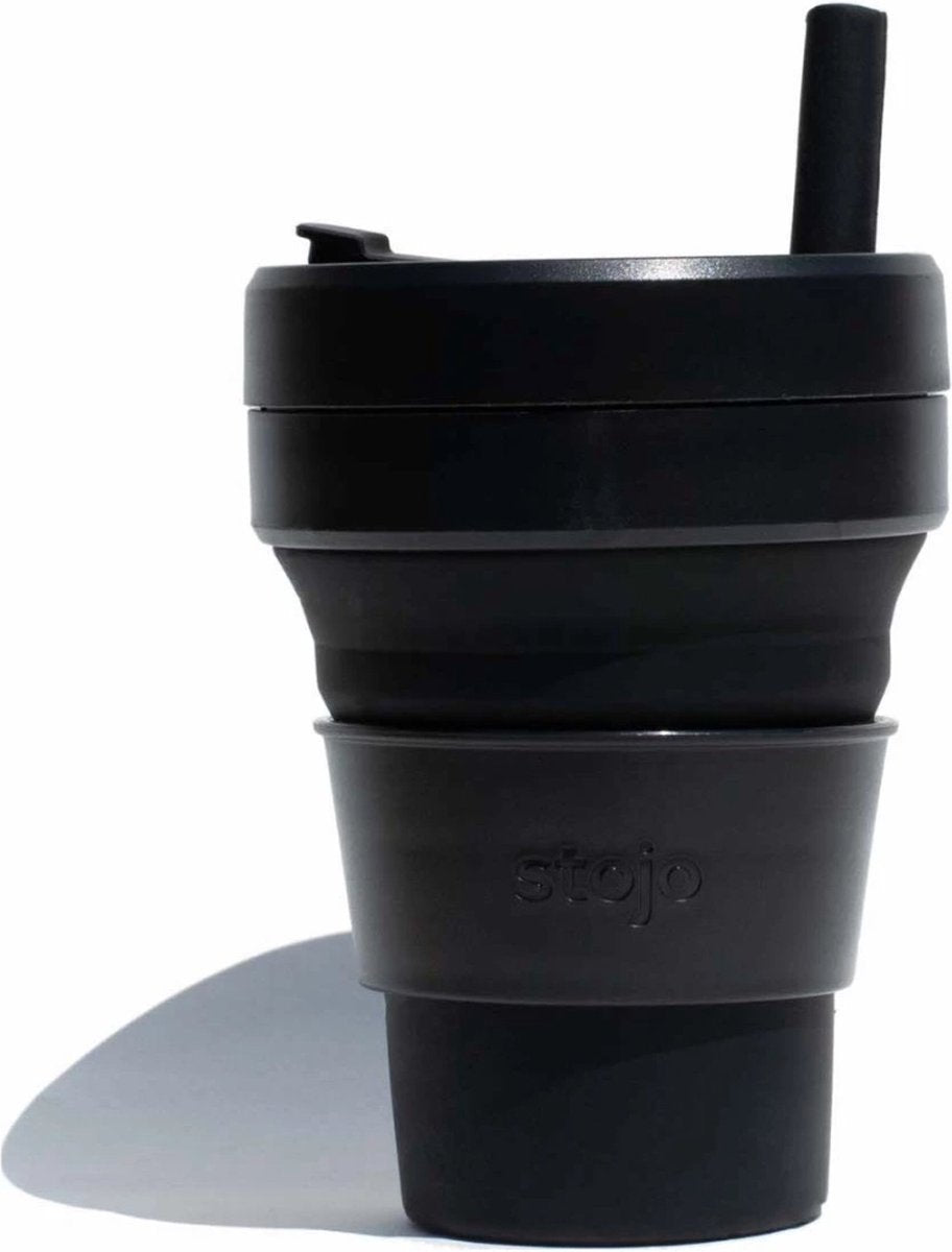 Stojo - biggie cup - tasse à café et thé - 470 ml - réutilisable - pliable - noir