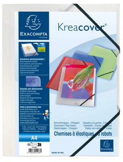 Chemise à documents exacompta 55188e polypropylène 24x32cm a4 transparent blanc
