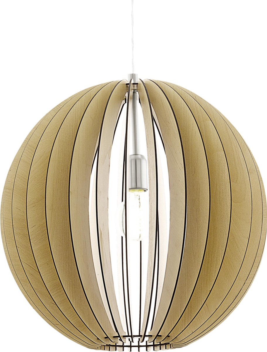 Eglo cossano - suspension - 1 lumière - ø500mm. - nickel mat - érable