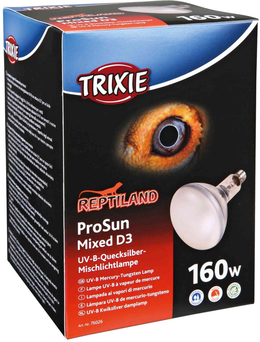 Lampe Trixie UVB 160w - allumage automatique, culot E27 - 11,5x28,5 cm