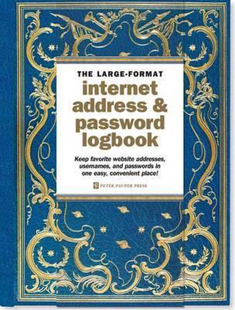 Carnet de mots de passe Internet Peter Pauper - céleste - avec fermeture élastique - grand 16x21 cm