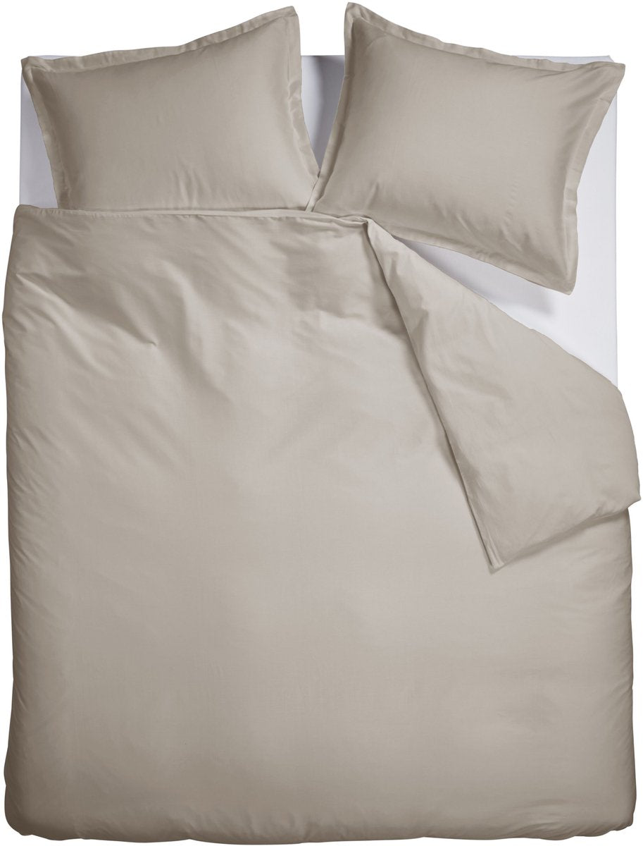 Housse de couette Ambiante satin uni - lits jumeaux - 240 x 200 220 cm - sable