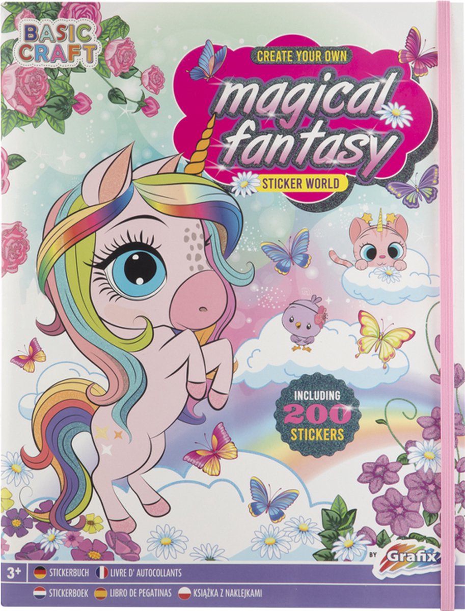 Livre d'autocollants fantaisie magique avec 200 autocollants