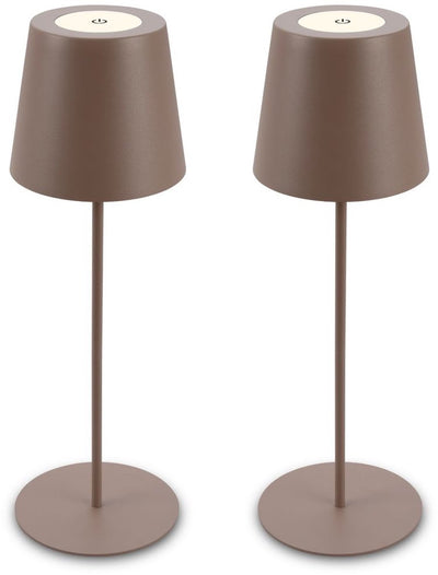 B.k.licht briloner kiki - lot de 2 lampes de table rechargeables - dimmable - pour intérieur et extérieur - réglable en hauteur - lumière blanc chaud - marron