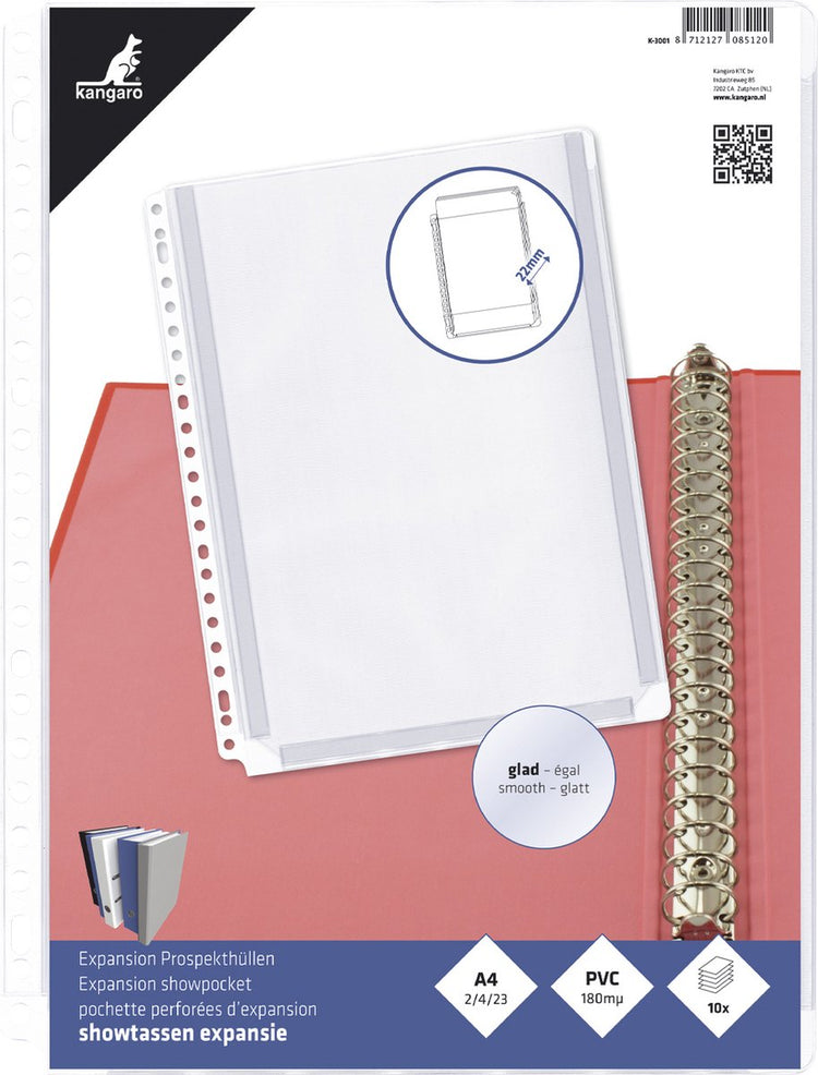 Sac de présentation Kangaro - a4 - PVC - 23 trous - 10 pièces - k-3001