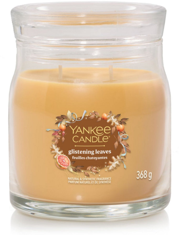 Bougie Yankee - bougie parfumée moyenne feuilles scintillantes - 50 heures de combustion - 2 mèches