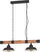 Lampe à suspension Eglo oldbury - e27 - 86 cm - noir marron rural - bois fsc