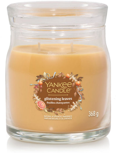 Bougie Yankee - bougie parfumée moyenne feuilles scintillantes - 50 heures de combustion - 2 mèches