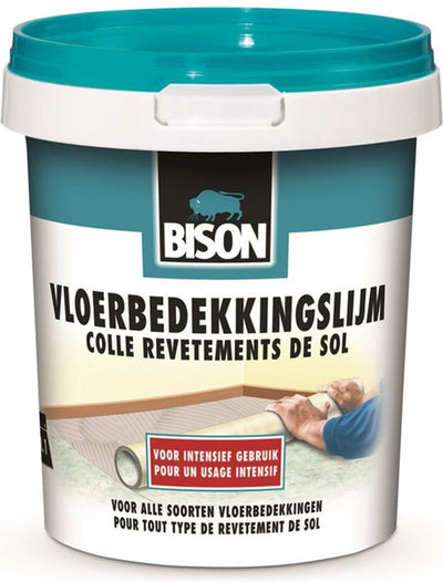 Seau de colle pour revêtement de sol Bison 4 kg, colle prête à l'emploi, collage permanent, revêtement de sol, dalles de moquette, convient au chauffage par le sol, facile à utiliser