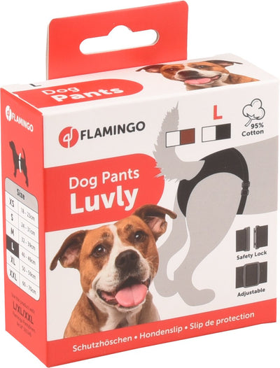 Pantalon de course Flamingo pour chiens – luvly slip femelle noir l – pour les périodes de course – taille réglable avec protège-slip pour chiens