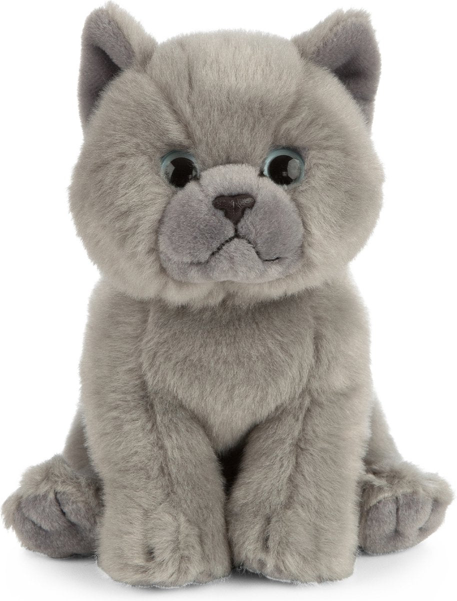 Peluche chat Living nature - british shorthair - gris - peluche - 16 cm - peluche chat