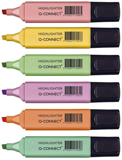 Pastel surligneur Q-connect | couleurs assorties | paquet de 6 pièces