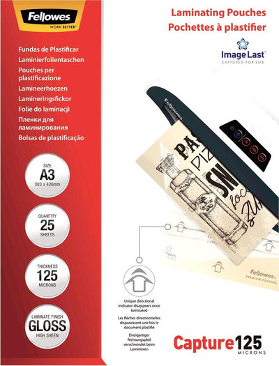 Pochettes de plastification Fellowes 5396501 125 microns transparentes paquet de 25