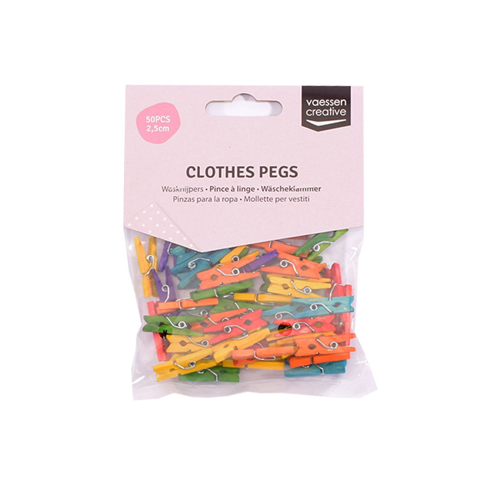 Vaessen creative • pinces à linge 2,5cm couleurs 50pcs