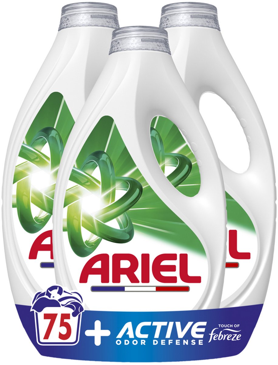 Lessive liquide Ariel + protection active contre les odeurs - 75 lavages