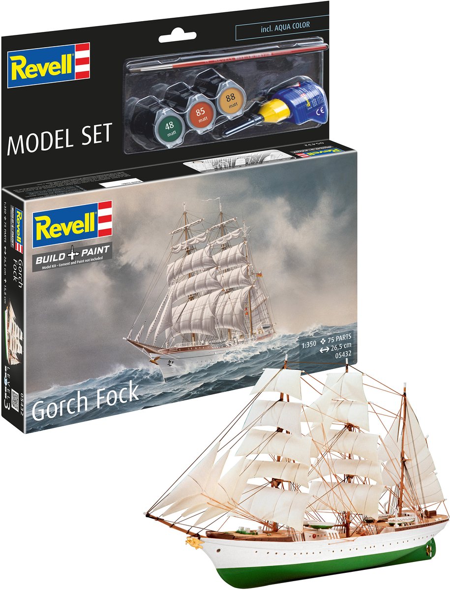 Revell modélisme de navires en kit - 65432 gorch fock ship - modèle en plastique - 1:350 - modélisme