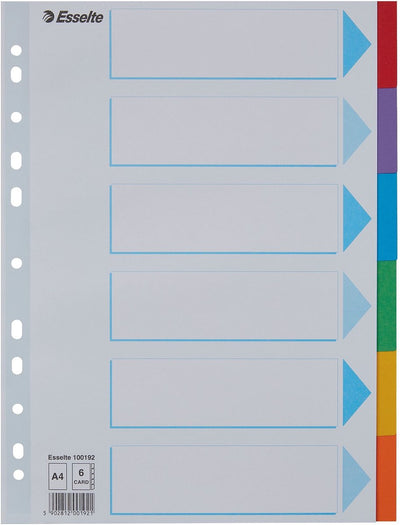 Esselte - onglets a4 11r carton 6 pièces avec page de couverture | 20 pièces