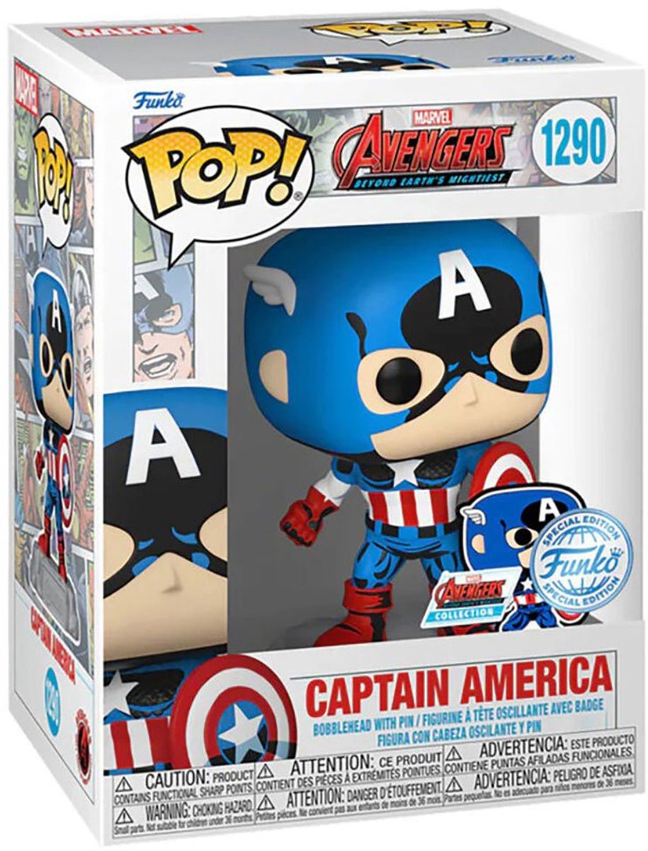 Funko-pop ! Marvel Comics - Captain America 60e anniversaire (avec épingle) exclusif