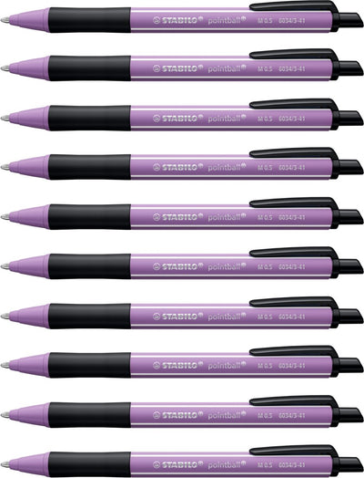 Stabilo pointball - stylo à bille - naturecolors wildflower - rechargeable - gris violet - boîte de 10 pièces