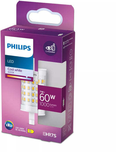 Lampe barre LED Philips transparente - 60 w - r7s - lumière blanc froid