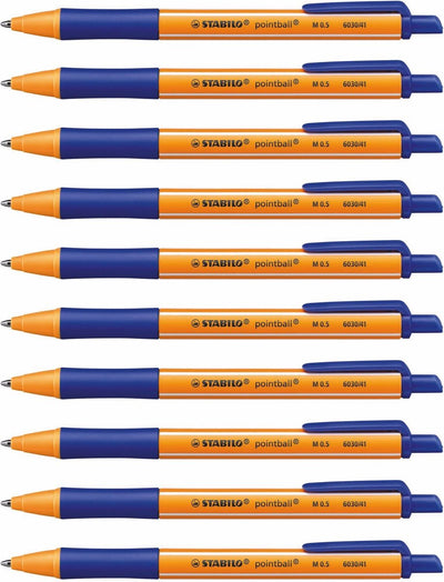 Stabilo pointball - stylo à bille - rechargeable - bleu - boîte de 10 pièces