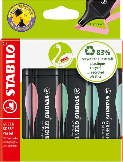 STABILO GREEN BOSS PASTEL Marker Marker Set avec 4 pièces