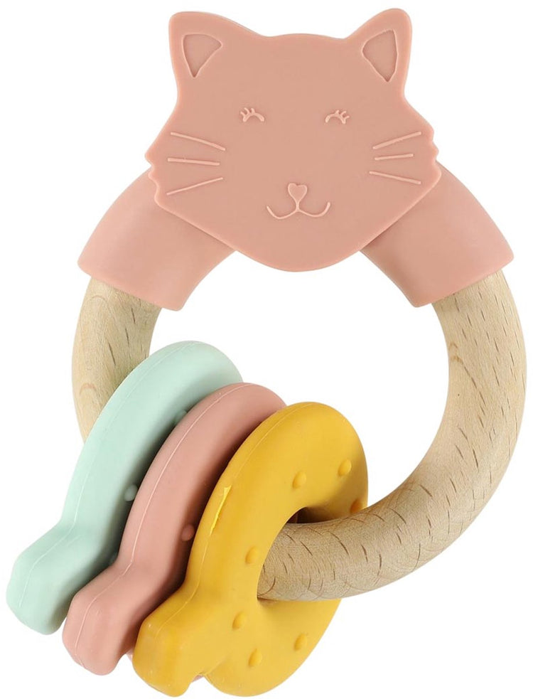 Trixie anneau d'activité en bois avec silicone - mrs. chat - jouet de dentition - sympa comme cadeau de naissance