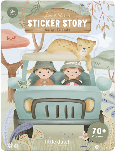 Little Dutch livre d'autocollants safari - plus de 70 autocollants avec fond de jeu - jouets créatifs à partir de 3 ans