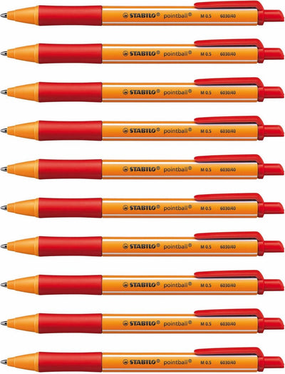 Stabilo pointball - stylo à bille - rechargeable - rouge - boîte de 10 pièces