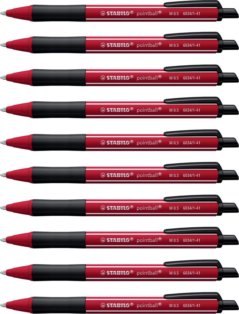 Stabilo pointball - stylo à bille - naturecolors wildflower - rechargeable - bordeaux - boîte de 10 pièces