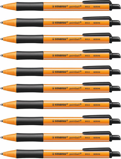 Stabilo pointball - stylo à bille - rechargeable - noir - boîte de 10 pièces