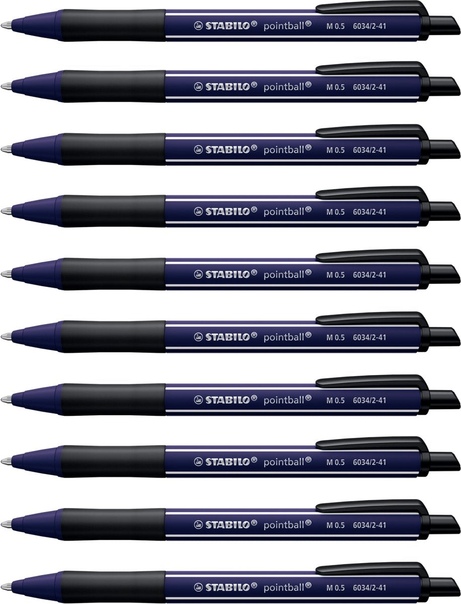 Stabilo pointball - stylo à bille - naturecolors wildflower - rechargeable - bleu outremer - boîte de 10 pièces