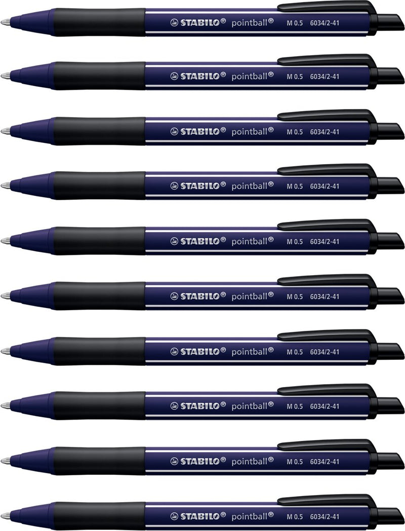Stabilo pointball - stylo à bille - naturecolors wildflower - rechargeable - bleu outremer - boîte de 10 pièces