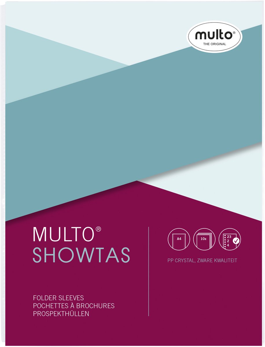 Sacs Multo Show - format a4 - 23 anneaux pp 120 microns - transparents - rétractables à 10 pièces - mu-3007348010