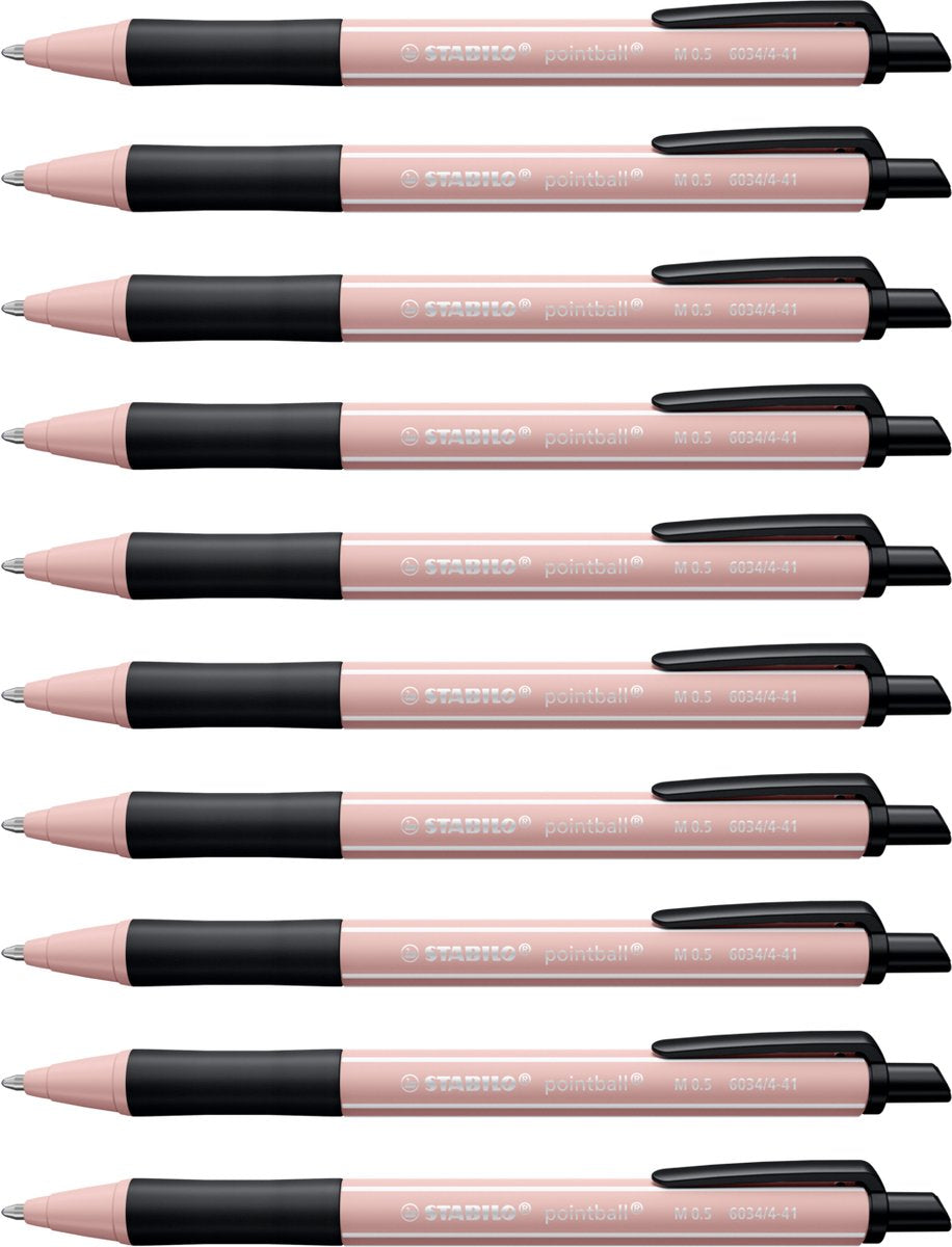 Stabilo pointball - stylo à bille - naturecolors wildflower - rechargeable - rose tendre - boîte de 10 pièces