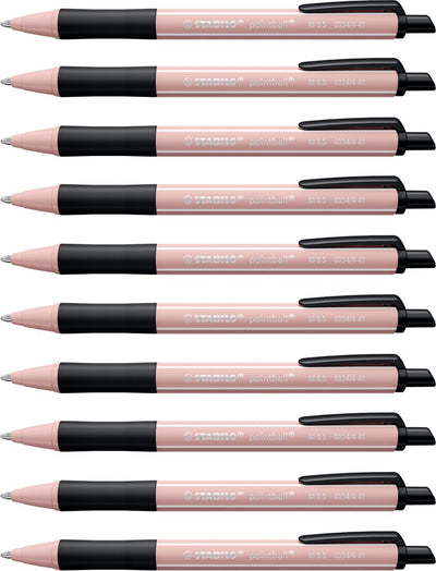 Stabilo pointball - stylo à bille - naturecolors wildflower - rechargeable - rose tendre - boîte de 10 pièces
