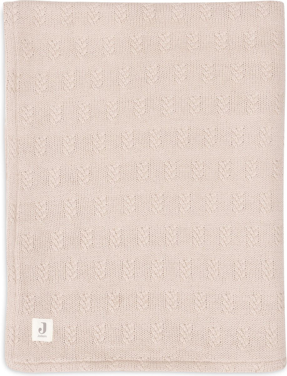 Jollein - couverture de berceau 100x150cm - couverture bébé - tricot grain - velours rose sauvage