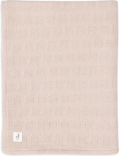 Jollein - couverture de berceau 100x150cm - couverture bébé - tricot grain - velours rose sauvage