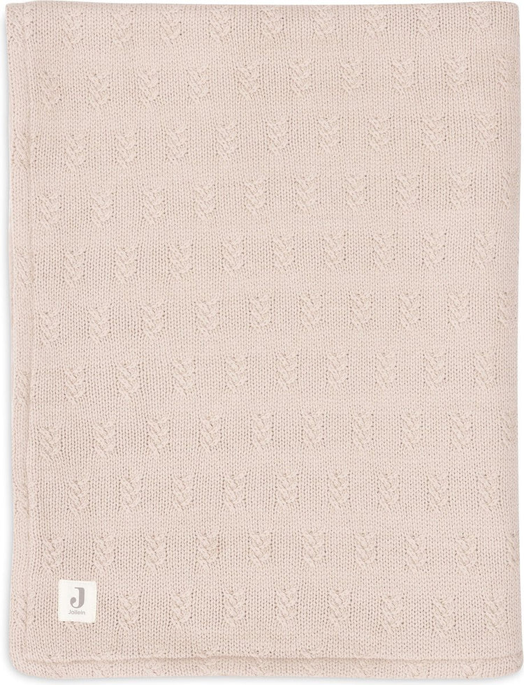 Jollein - couverture de berceau 100x150cm - couverture bébé - tricot grain - velours rose sauvage