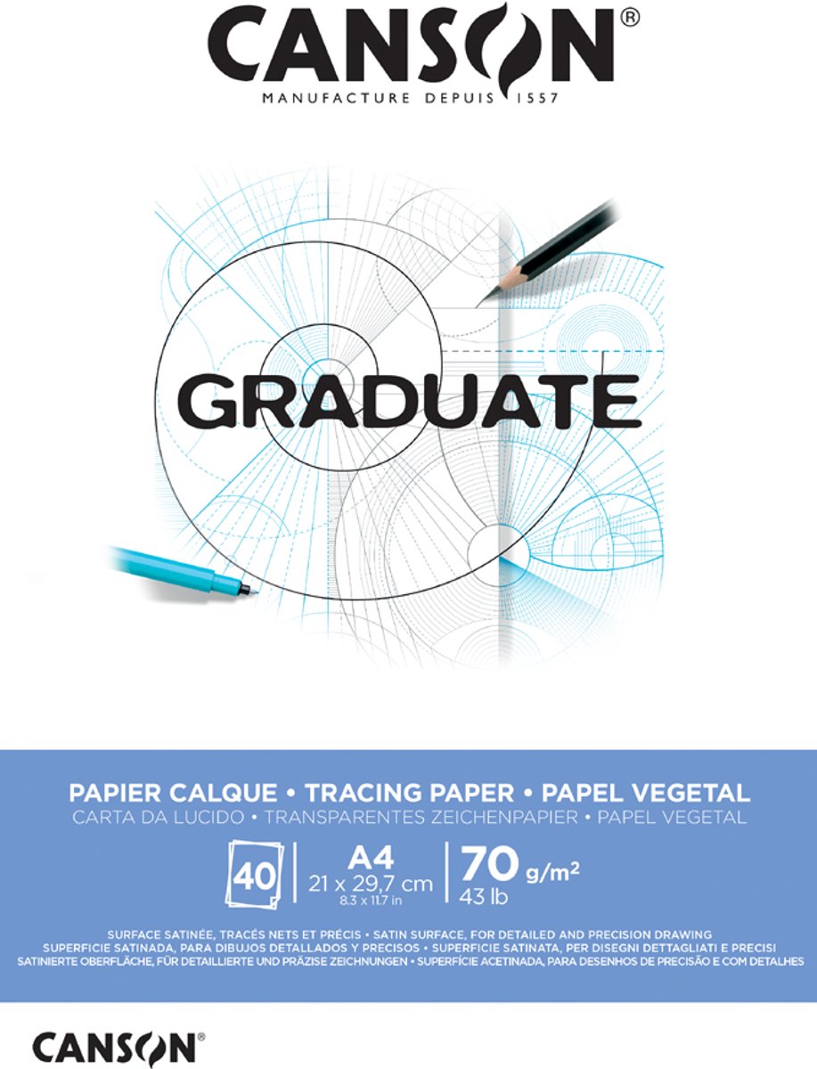 Bloc de papier transparent Canson A4 70 g m² - 40 feuilles