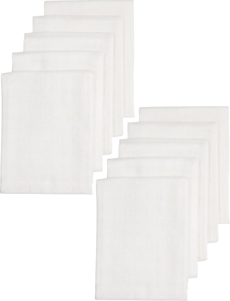 Meyco baby uni hydrophilic cloths - 10-pack - organic - white - 80x80 cm