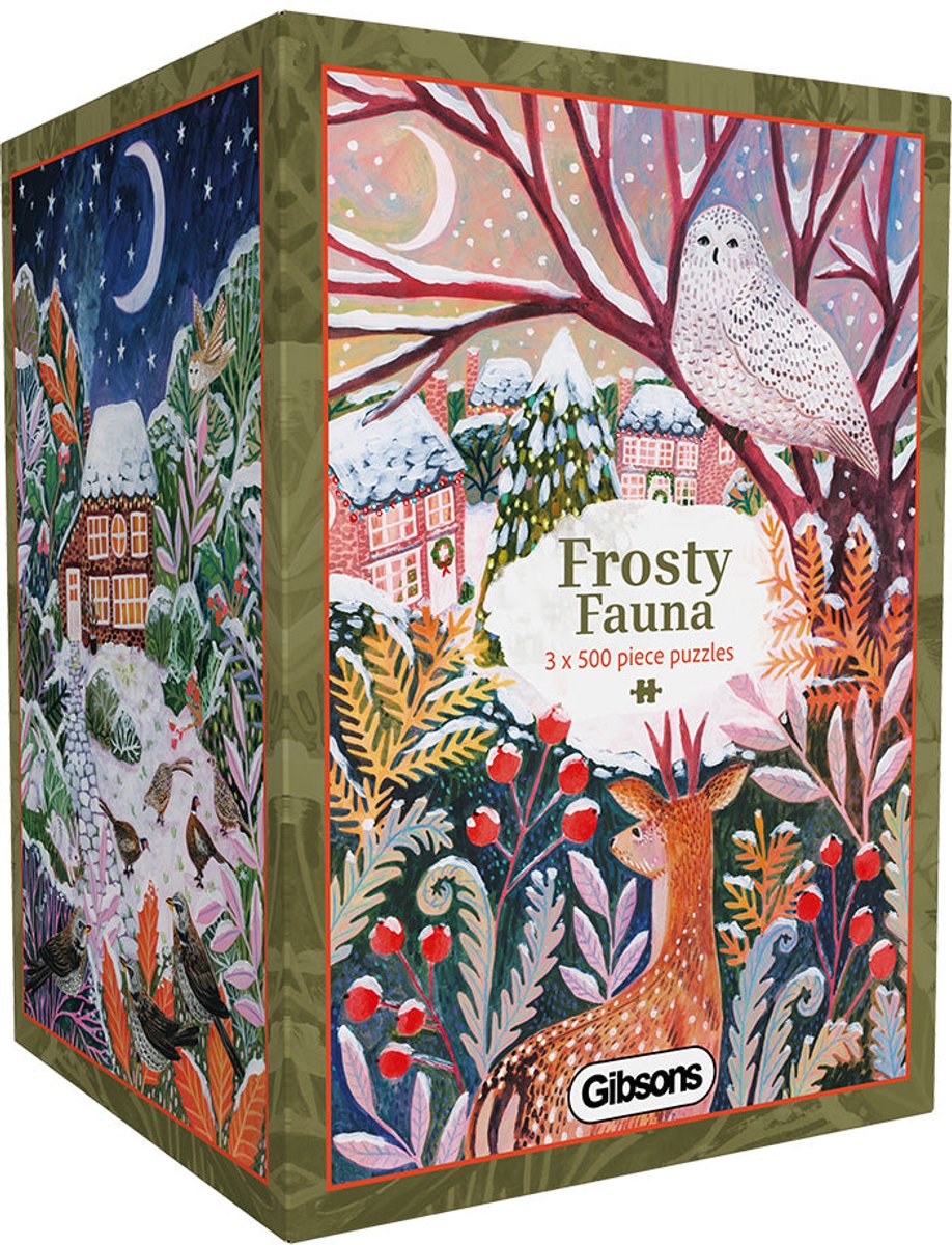 Gibsons - faune givrée (par Lee Foster Wilson) - 3×500 pièces 48×34cm (l×h) - puzzle pour adultes
