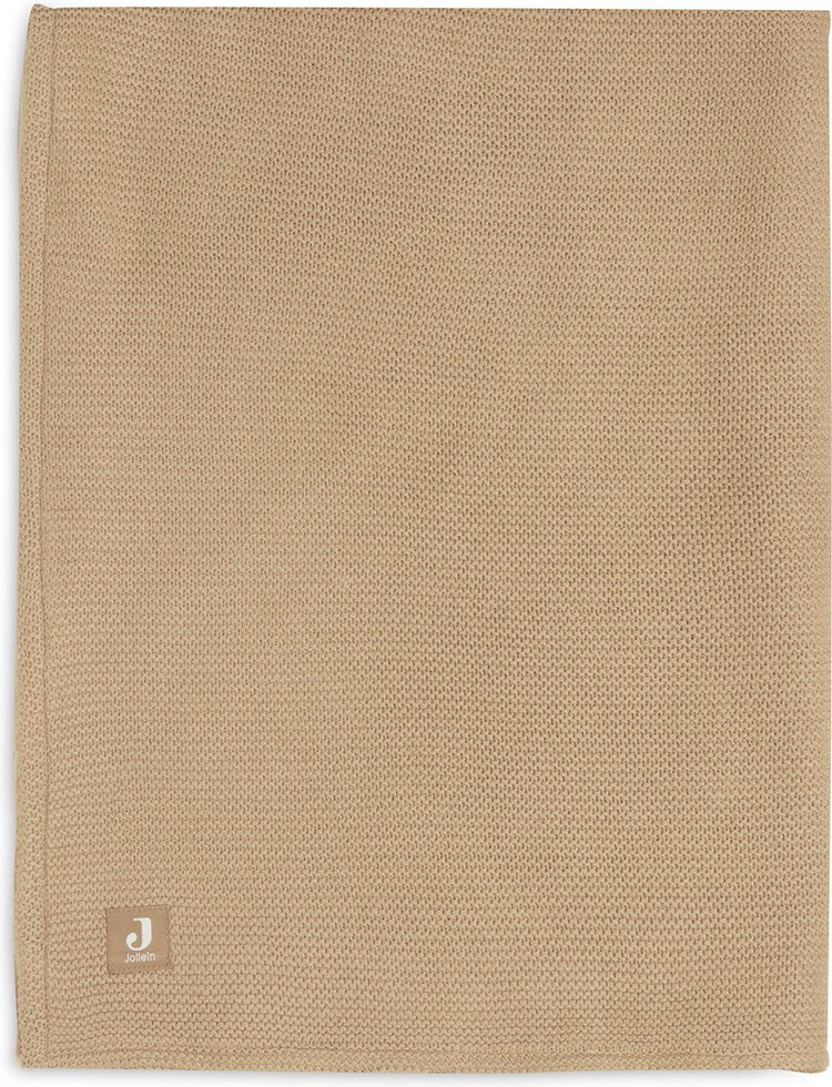 Jollein couverture bébé berceau 100x150cm tricot basique - polaire biscuit