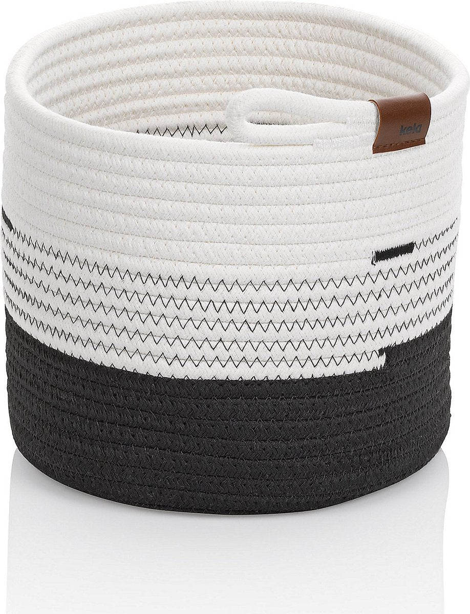 Panier Kela, 23 x 20 cm, rond, blanc noir - |hedda