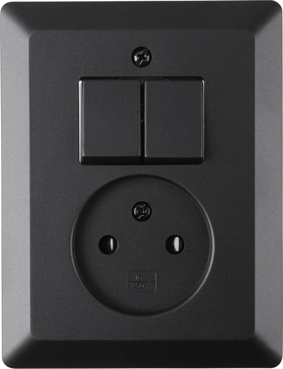 Combinaison Q-link encastrable - série - avec double interrupteur - noir