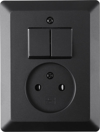 Combinaison Q-link encastrable - série - avec double interrupteur - noir