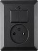 Combinaison Q-link encastrable - série - avec double interrupteur - noir
